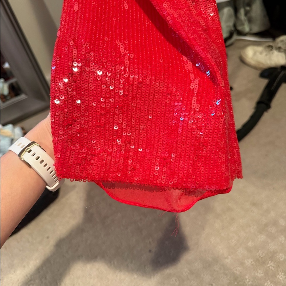 Zara Red Sequin Pantsuit - Picture 8 of 9